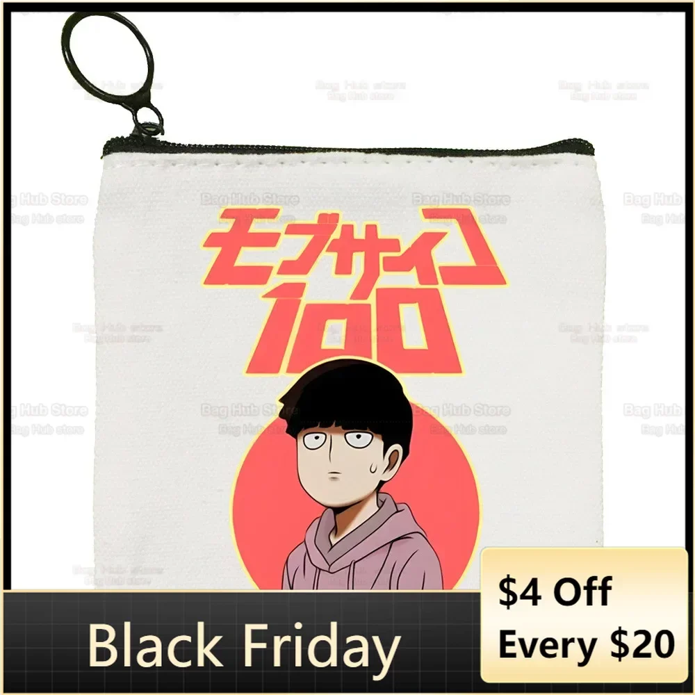 

Mob Psycho 100 Canvas Coin Purse One Anime Manga Canvas Bag Small Square Bag Shigeo Kageyama Key Bag Card Bag Cartoon Coin Bag