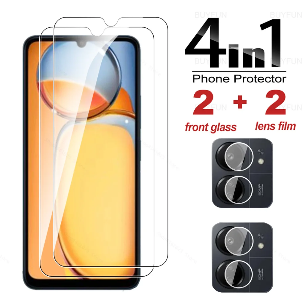 Screen protector tempered glass 4in1 tempered glass case for Xiaomi Redmi 13C 6.74inch front safety screen protector