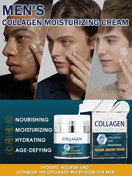 Crema per il viso al collagene da uomo Crema all'essenza antietà Idratante per il viso Antirughe Dissolvenza Linee sottili Nutriente Rimuovi le rughe