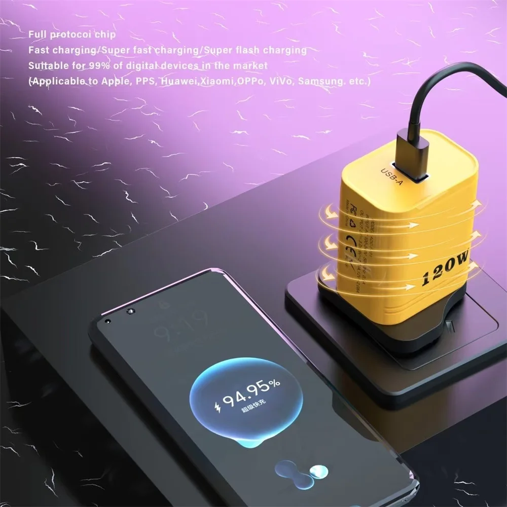 120W USB Charger Quick Charge 3.0 USB Fast Charging Charger For Universal USB Charging EU/US/UK Plug Wall Travel Power Charger