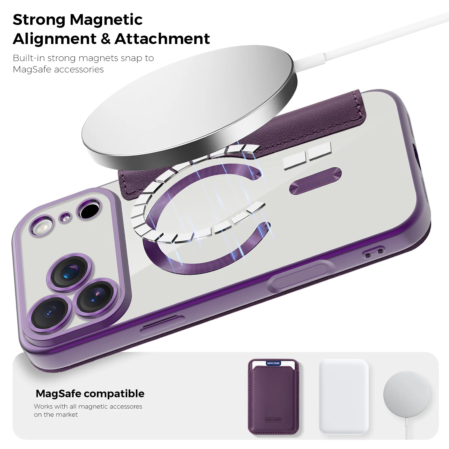Premium Transparent Flip Leather Wallet Magnetic Phone Case with Card Holder and Magsafe Compatibility