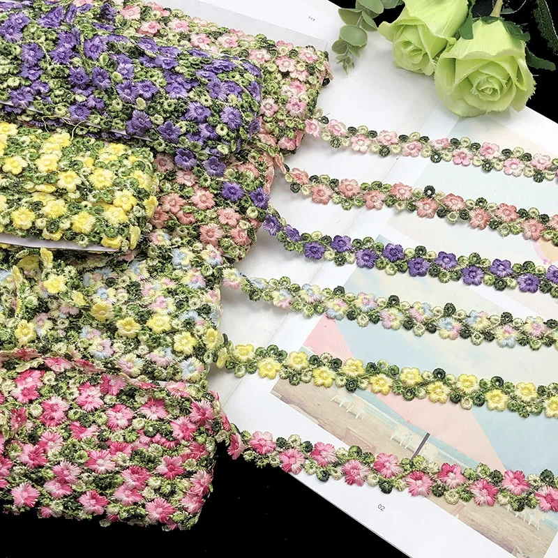 Description Picture 4 of item1 Yards Lace Trim Craft Flower Polyester Lace Fabric Venise Floral Embroidered Applique Decorated Lace Ribbon