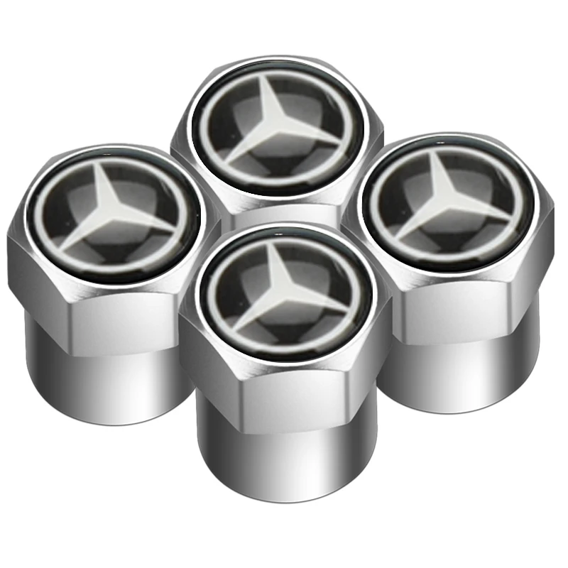 Luxury Car Tire Valve Caps with Emblem - Premium Metal Stickers for Enhanced Interior Aesthetics