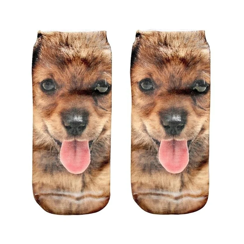 Creative Design 1Pair New Cartoon Cat Socks 3D Print Art Funny Socks Women Cute Low Cut Ankle Socks Fashion Female Short Sock