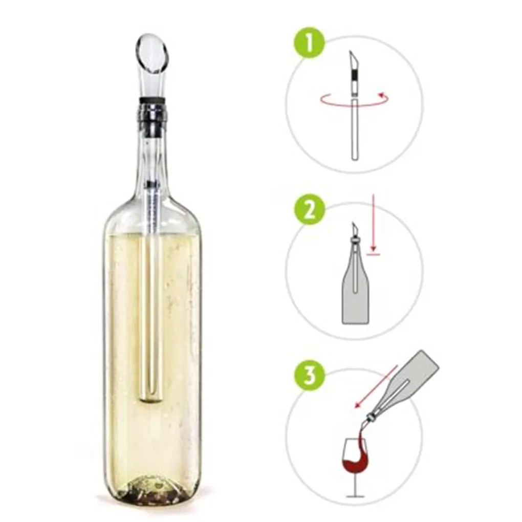 Wine Pourer Stainless with Chill Rod Wine Cooler Cooling Rod Beer Beverage Frozen Stick Ice Cool Bar Accessories