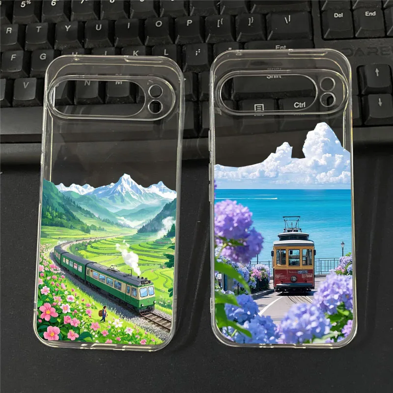 Seaside Scenery Mountain Flower Landscape Clear Soft TPU Phone Case