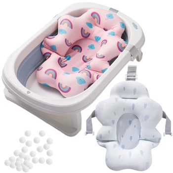Cuscino di supporto per il bagnetto per bambini Sedile galleggiante pieghevole Cuscino da bagno per neonato regolabile Amaca per rete di sicurezza per neonati