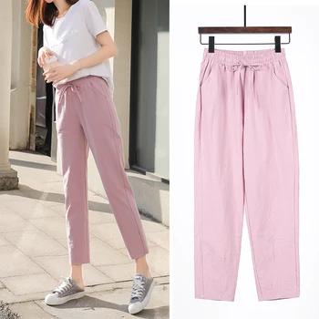 Womens Spring Summer Pants Cotton Linen 1