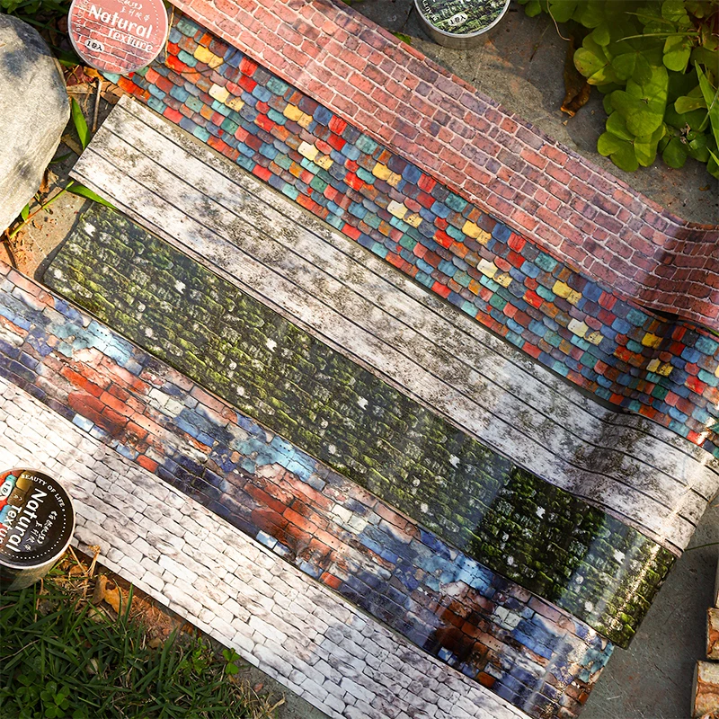 6-style 40mm * 200cm/roll Natural Traces Series Brick Wall Texture Landscape Washi Tape Decorative Stickers DIY Scrapbook 3