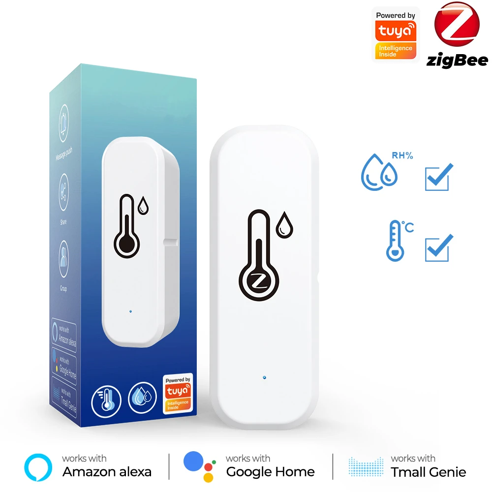 Tuya ZigBee Temperature Humidity Sensor Smart Home Detector APP Real Time  Monitor Works With Alexa Google Zigbee Hub Required - AliExpress