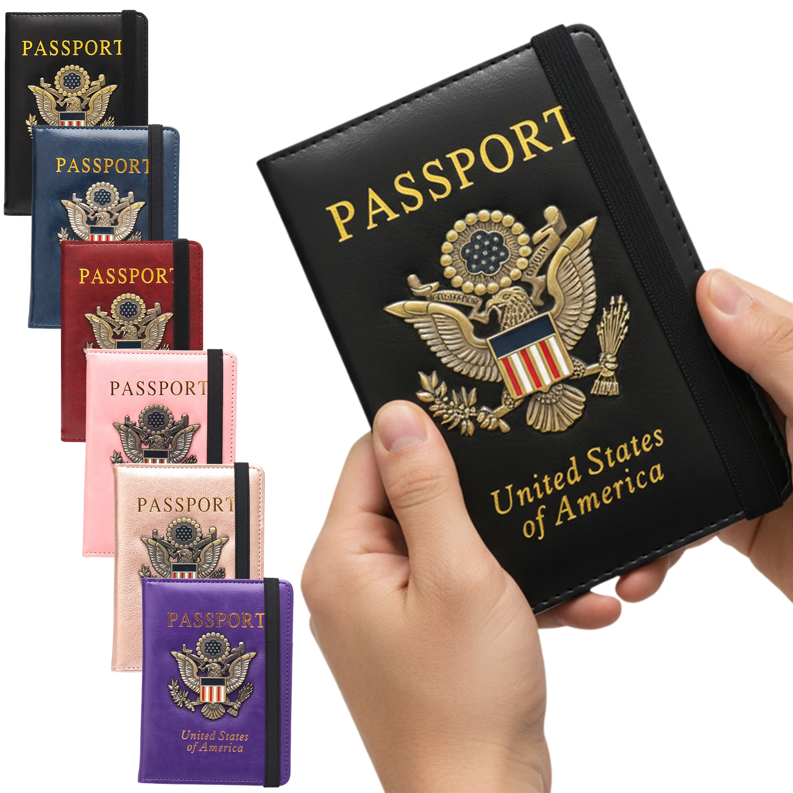 RFID 차단 여권 여행 지갑 여성용 남성용 PU 가죽 여권 커버 지갑 여행 문서 홀더 커버 액세서리