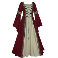 Halloween Women European Medieval Court Fancy Vampire Cosplay Costume Carnival Vintage Strapless Long Sleeve Elegant Dress - Image 6