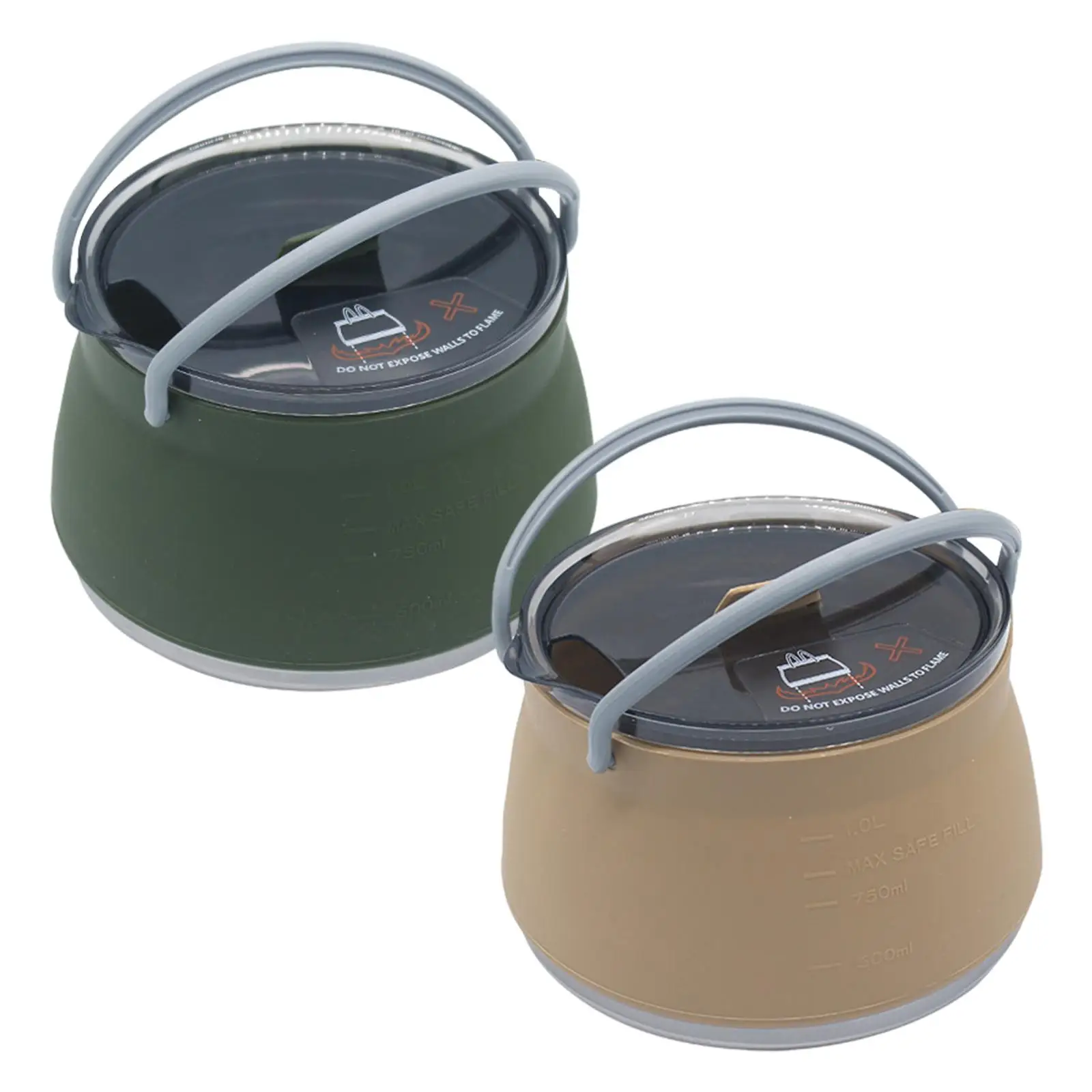 Portable Collapsible Camping Silicone Cooking Pot Travel Hiking Fishing Picnic Saucepan Kettle Boiler Tea Pot Teapot Supplies