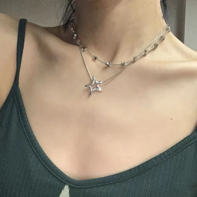 SETUP-EXE★韓国★人気★PIERCING STAR NECKLACE / SILVER Amazon.com: KITEENAL Star Necklace for Girls Women