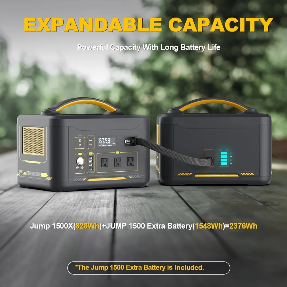 2376Wh Portable Power Station Bundle with Extra Battery & 200W Solar Panel Included, Up to 3000W Solar Generator 3