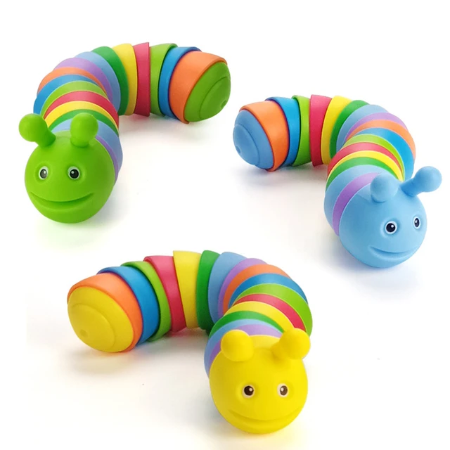 4 Pieces Rainbow Caterpillar Articulated Fidget Toy, Slug Fidget