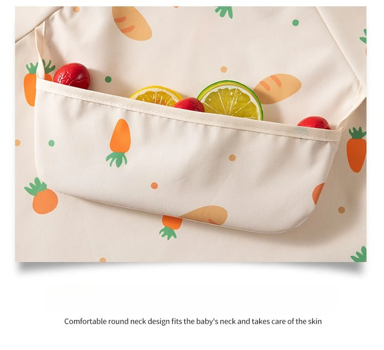 1 Stück Kinder-Fütterungslätzchen Wasserdichter Langarm-Überzug mit Auffangfach Fütterungsbluse Kleinkind-Lätzchen Dünner Sommer-Fütterungsschürze für Kinder – Detail 13