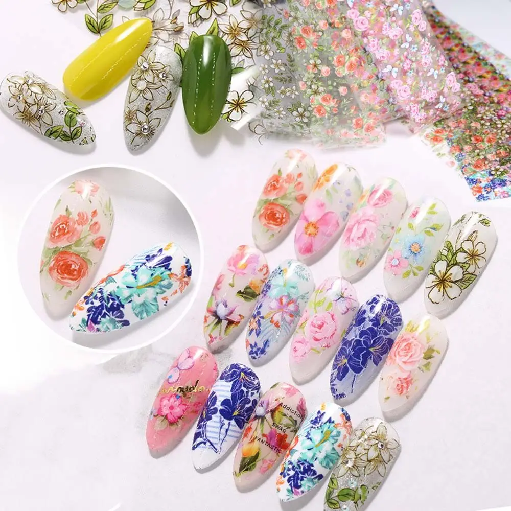 

Japanese Style Floral Transfer Nail Stickers Flower Full Wraps Sliders Decals Nail Art Decoration Manicure Accessories