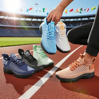 أحذية جري خفيفة الوزن للرجال مريحة للتنفس، أحذية زرقاء عصرية سريعة الجفاف ومضادة للانزلاق مناسبة للرجال 4