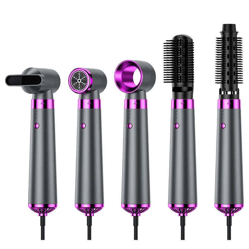 HOMEFISH 5-in-1 Electric Hair Dryer with Automatic Straight & Curling Iron Hot Air Comb & Diffuser for Outdoor Use AC Motor