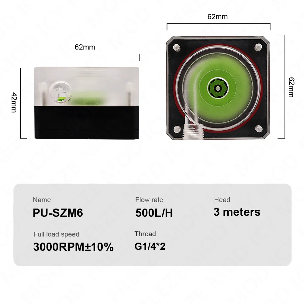 Zemod-ultra-thin Pwm Water Cooler Pump 500l h Controle de Velocidade 4cm de Espessura para od 50 Milímetros Reservoir Range 3m Mod Pu-szm6 - Imagem 3