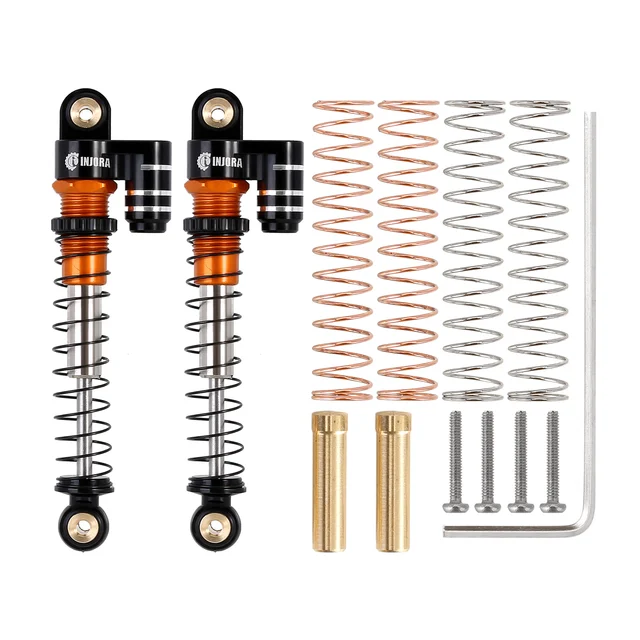 INJORA 43MM Shock Absorber Aluminum Threaded Tele Damper Upgrade for 1/24 RC Car Axial SCX24 C10 JLU Gladiator Micro Crawler 4