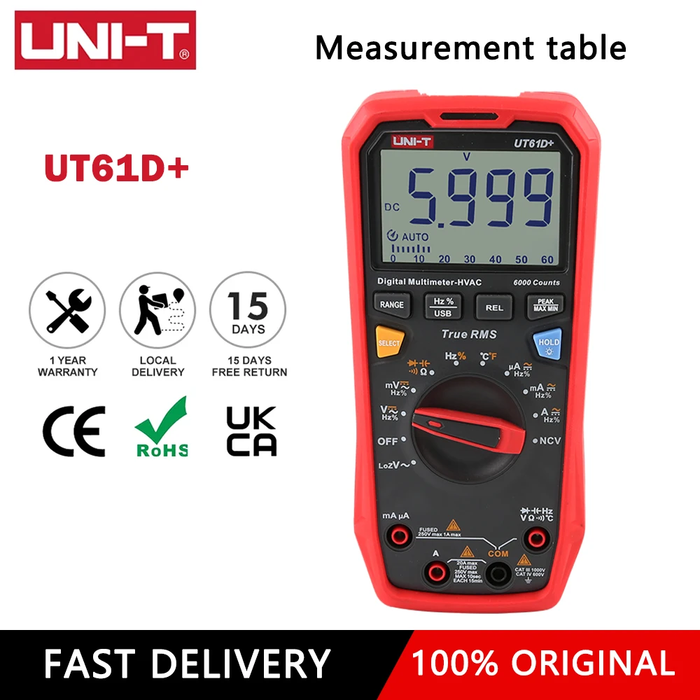 UNI-T UT61D+ UT61E+ Smart Multimeter Handheld Digital Professional Multi Meter 22000 Counts AC DC Ammeter Voltmeter Multitester