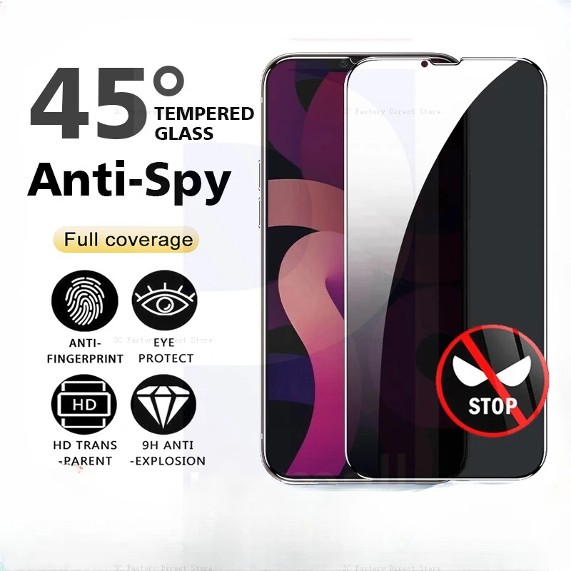 

Закаленное стекло для iPhone 14 13 12 12 Pro Max 11 11Pro Max XS XR, антишпионское закаленное стекло 6D, изогнутое, премиум, полное покрытие