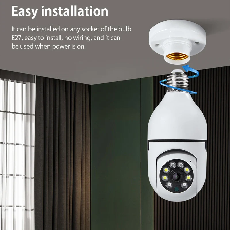 1080P Bulb Surveillance Camera 360° WiFi Anti-theft Outdoor Indoor Security Monitor Night Vision Audio Security IP Cam 5
