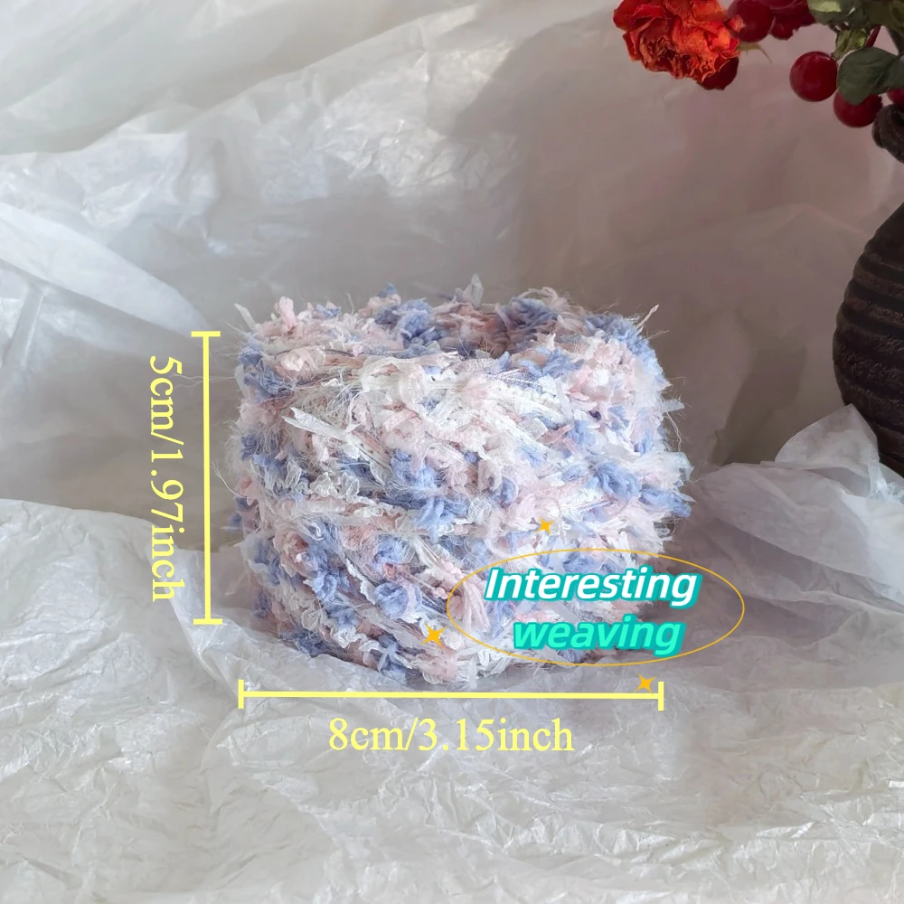 50g 블루-핑크 네뷸라 핸드 믹스드 얀, 꿈같은 레이스 플러피 소프트 및 스티키 실, DIY 크로셰 실, 크로셰 가방, 인형 및 모자