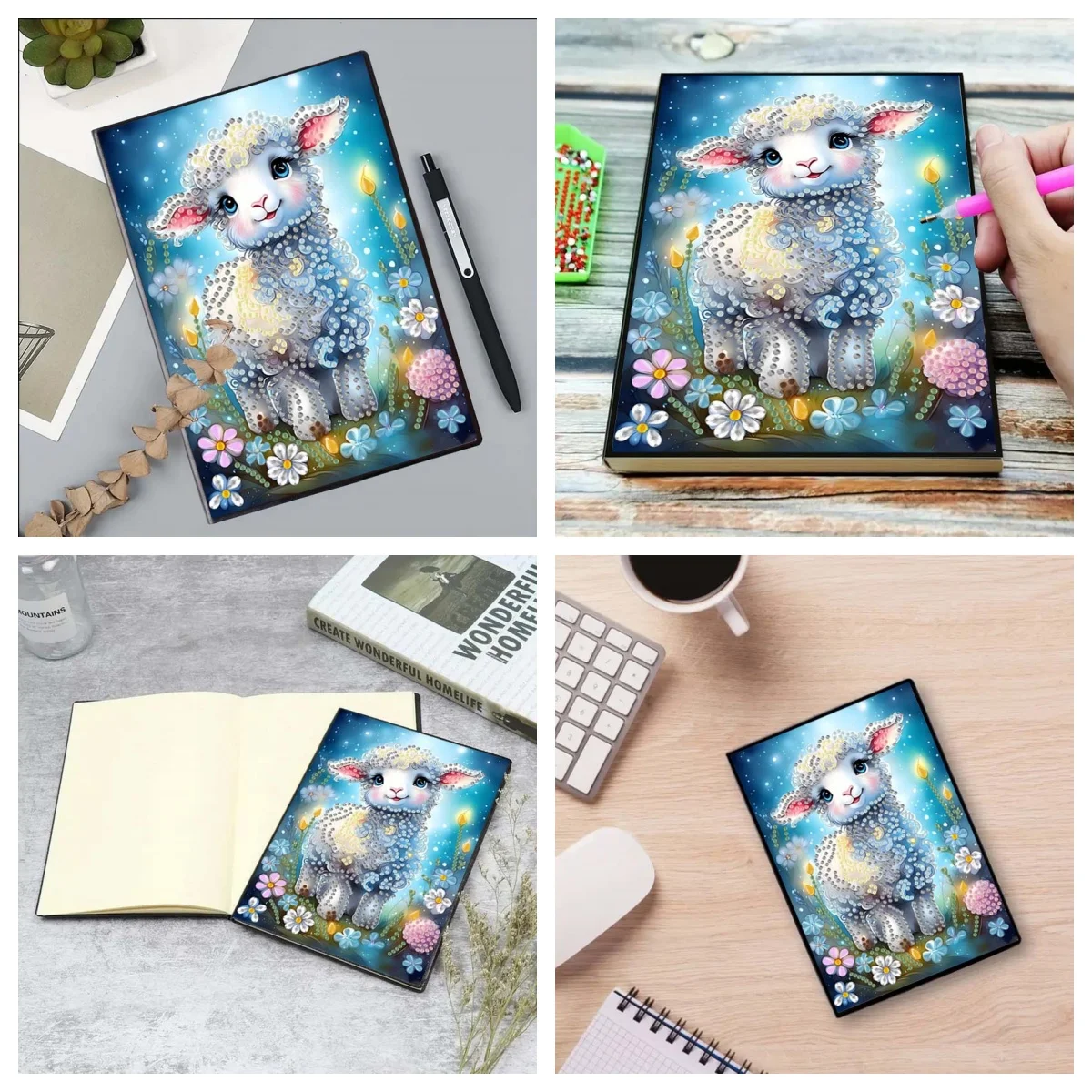 5D DIY turtle sheep donkey dog pattern leather female adult diamond painting notebook sketchbook leather art and crafts