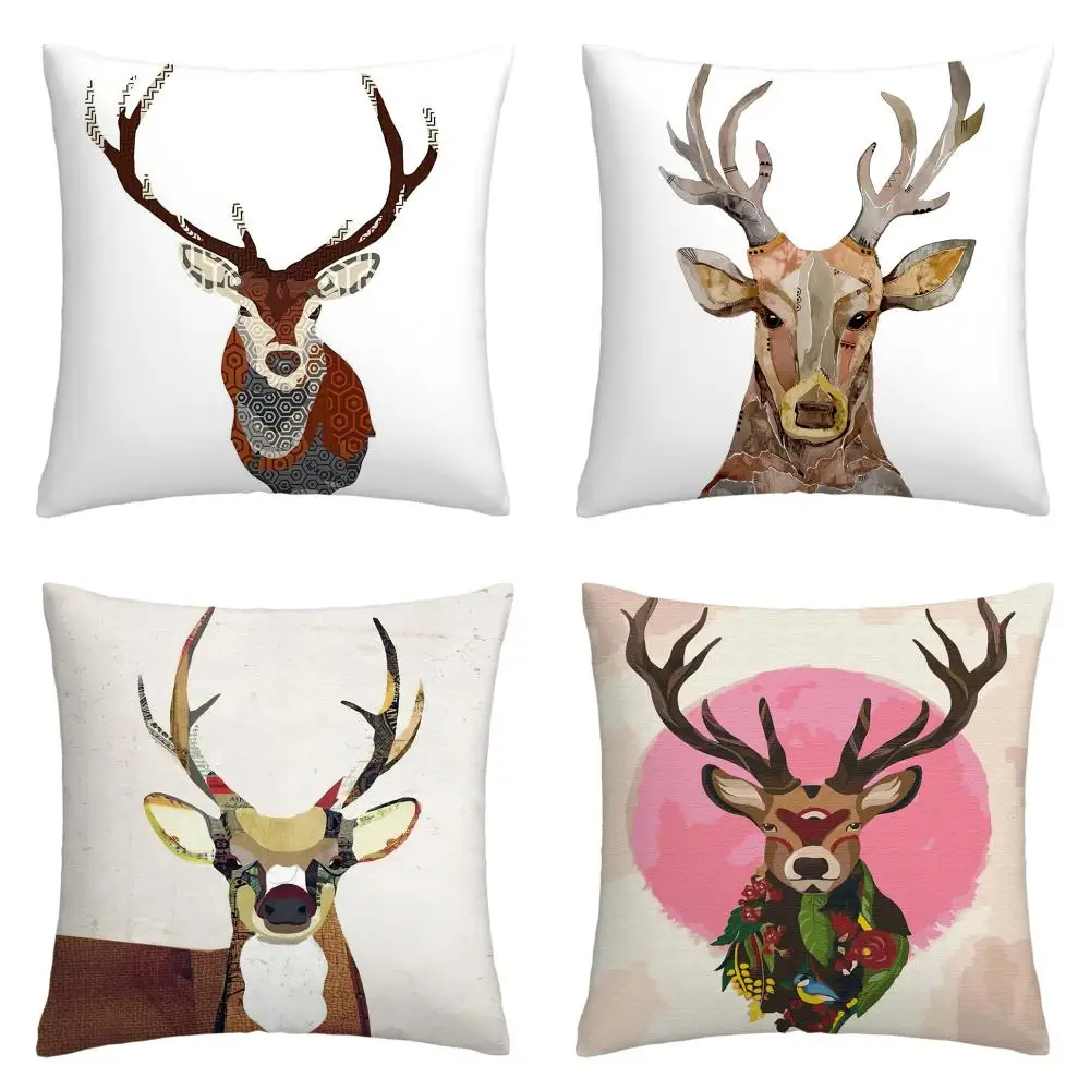 

Deer head pillowcase, living room sofa cushion cover, 45x45 50x50 60x60 can be customized, your home decoration pillow cases