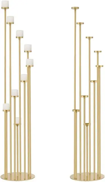 2pcs 9 Arm Candelabra Floor Candle Holders Tall Set for Wedding Gold Candelabras Candle Stand