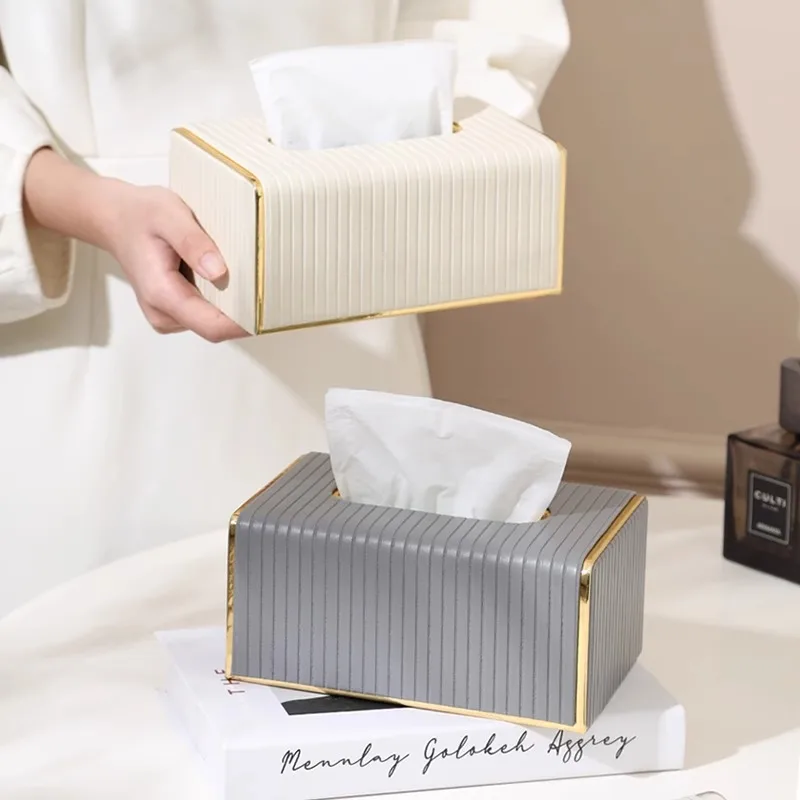 Decorative tissue box，high appearance level light luxury leather tissue box used in hotels, living rooms, office, princess room 2