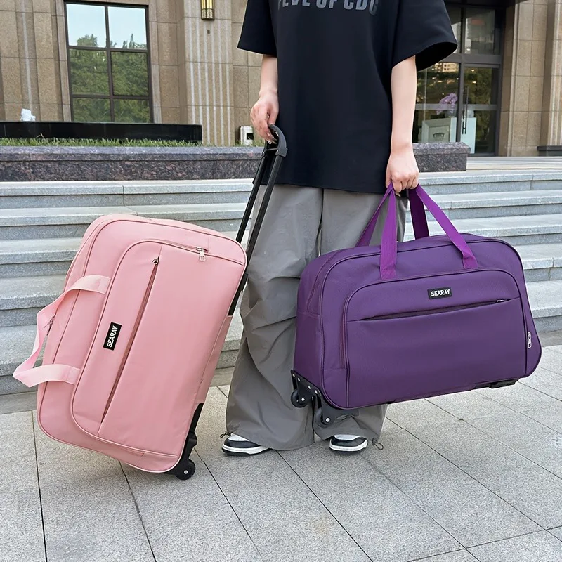 Large Capacity Foldable Rolling Travel Trolley Luggage Bag_voghion.com
