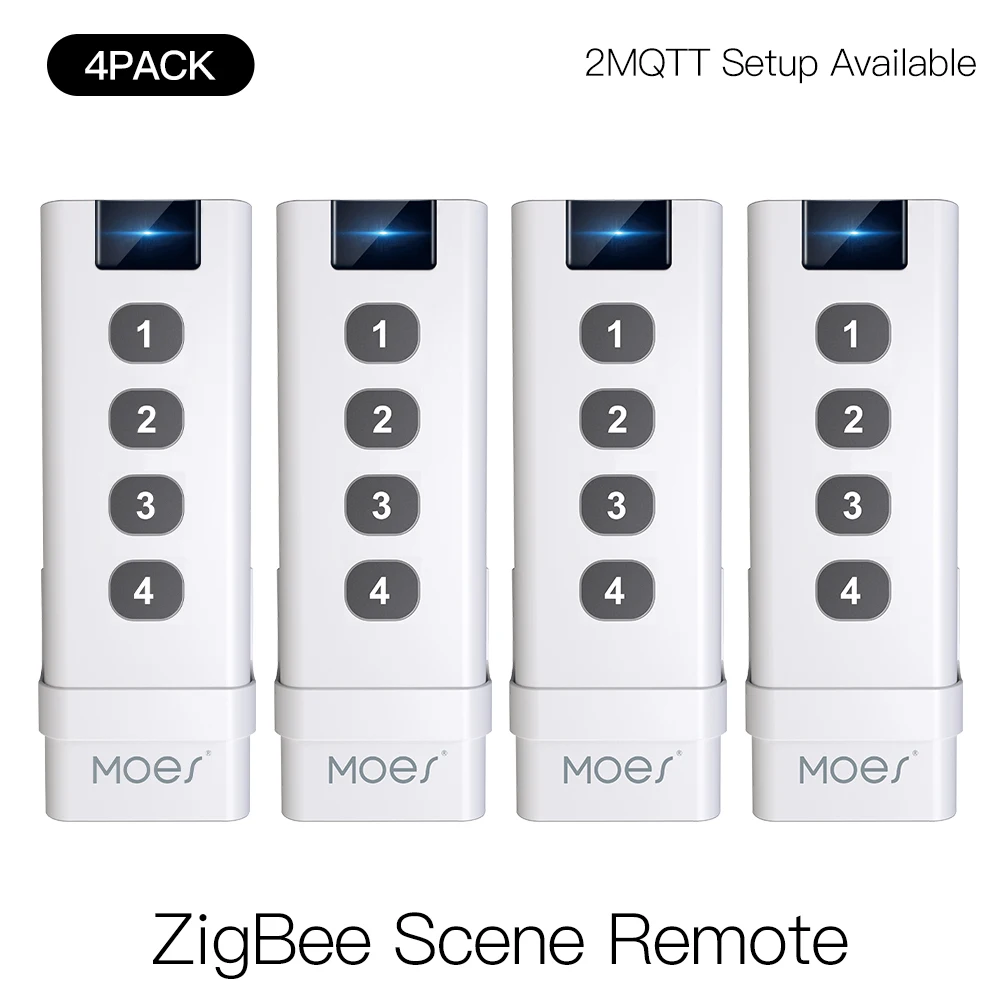 Moes Smart ZigBee Scene Switch 4 Gang Remote Hand-held Zigbee Hub Required No limit to Control for Smart Home Automation 
