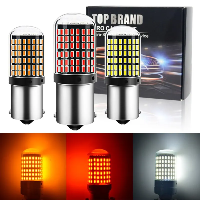 2pcs LED Car Bulbs 1156 BA15S P21W BAU15S PY21W 7440 W21W 3014 144smd CanBus Lamp Error Free for Car Reverse Turn Signal Light Brake Lamp