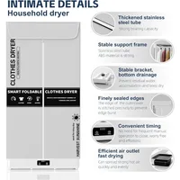 Portable Foldable Clothes Dryer with Timer Function for Home Apartments and RV Use Large Capacity Electric Drying Rack with Eas 3