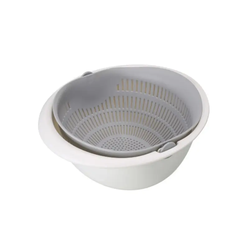 Fruit And Vegetable Basket Kitchen Removable Double Layer Draining Rotating Washing Basket