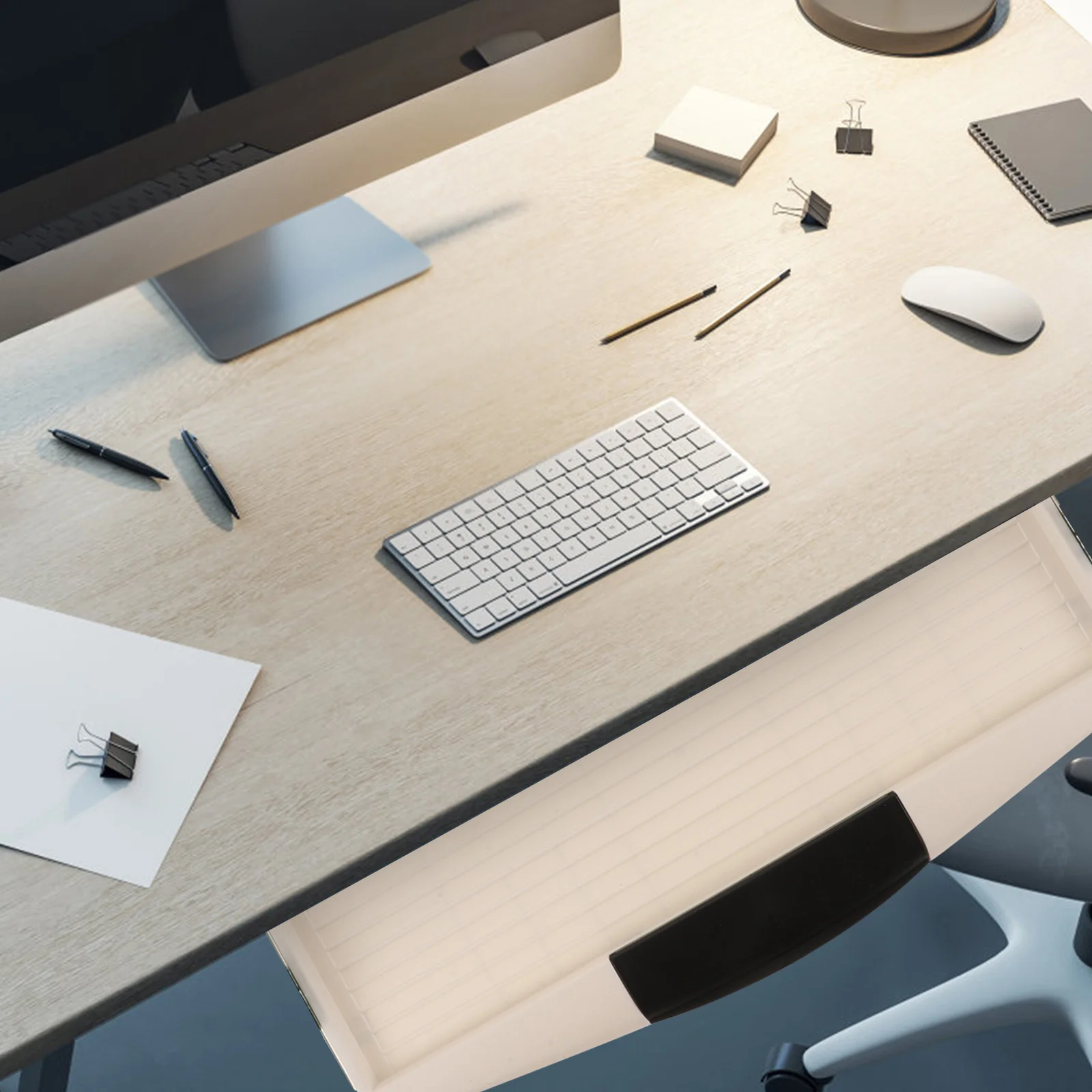 책상 아래 마운트 키보드 트레이 컴퓨터 스탠드 사무용품 서랍 슬라이드 슬라이딩 플라스틱