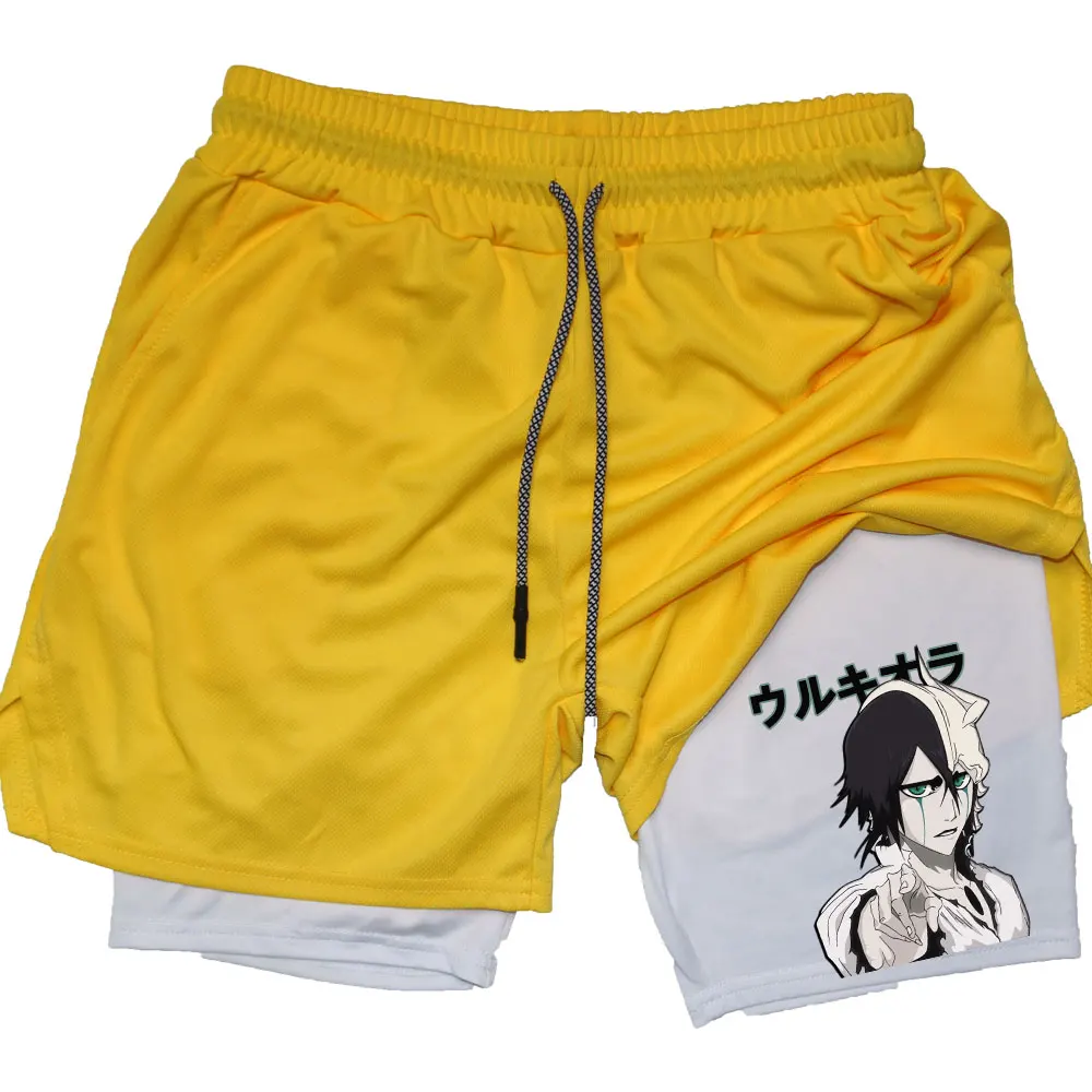 Anime Bleach 2-in-1 Gym Performance Short Mens Athletic Compression Shorts Quick Dry Stretch Workout Fitness Running Sportwear 6