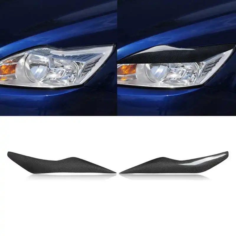 Front Headlight Eyelid Carbon Fiber Headlight Eyebrow Cover For Ford