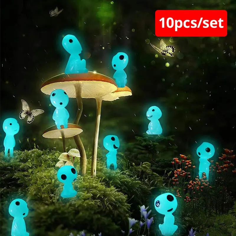 Luminous Tree Spirits Micro Landscape Figure Ornament 10Pcs Outdoor Glowing Miniature Statue Potted Mini Garden Accessories