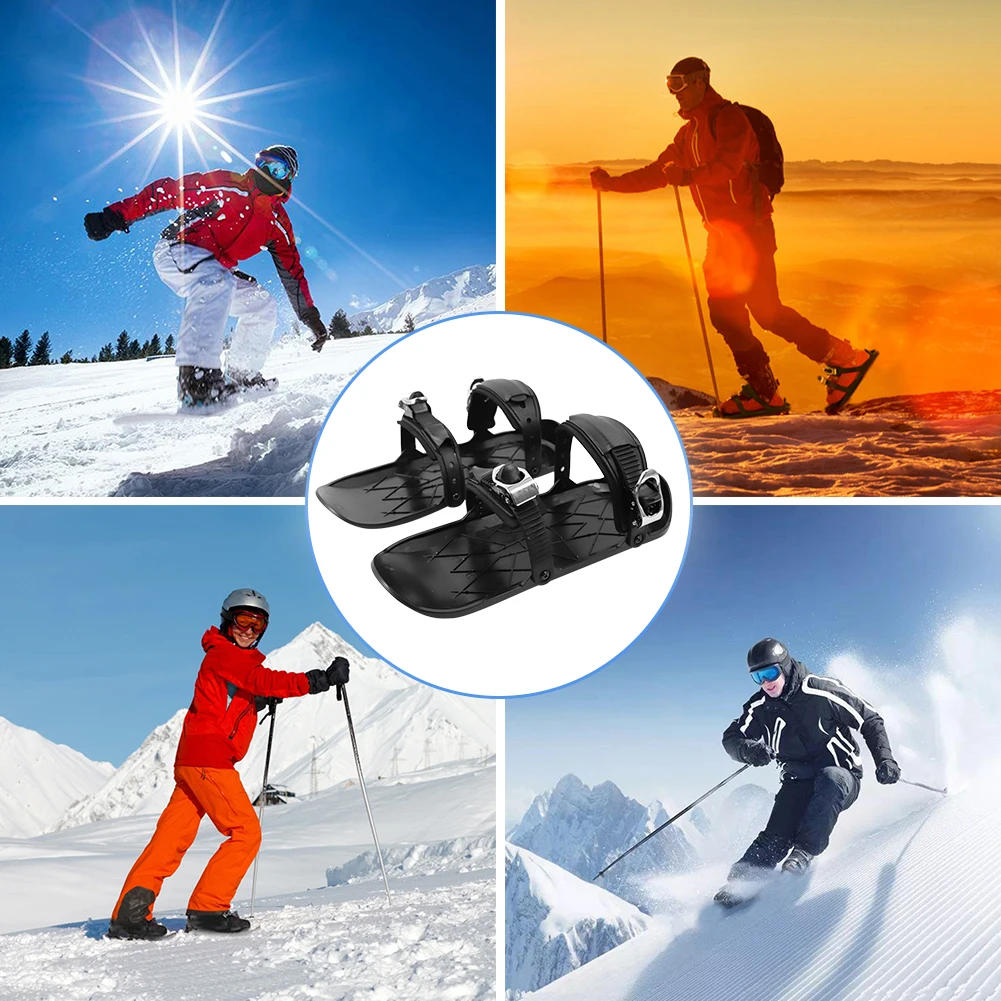 Mini Ski Skates for Snow Short Skiboard Snowblades Adjustable Binding  Winter Portable Skiing Shoes Snow Board For Adult Children - AliExpress