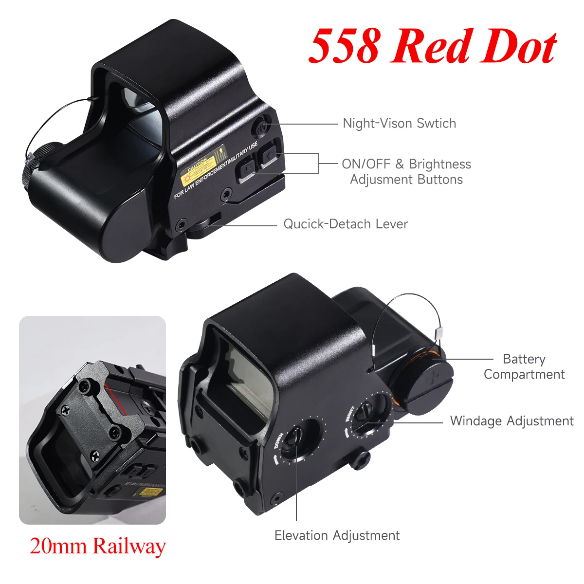 Red dot sight tactical magnifier scope rifle scope Tactical G33 3X Magnifier Sight Scope Folding Side Flip for 558 556 553 Holographic Reflex Red Dot Sights Airsoft Shooting Sight