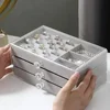 Acrylic Velvet Jewelry Organizer with 3 Drawers Stackable Display Storage Earrings Necklace Bracelets Box Holder Case for Women 3
