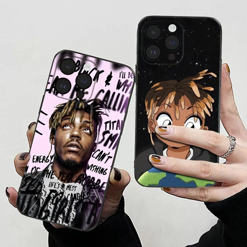 Custodia Per Telefono Rapper Juice-W-Wrld Per Iphone 15,14,13,12,11 Plus,Pro,Max,Xr,Xs,X,7,8 Plus,Se,Mini Cover Nera Morbida