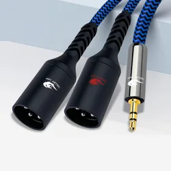 Premium 3.5mm to Dual XLR Male Audio Cable - Shielded Y Splitter Adapter - 12m (3.5mm - 2x XLR Blue)