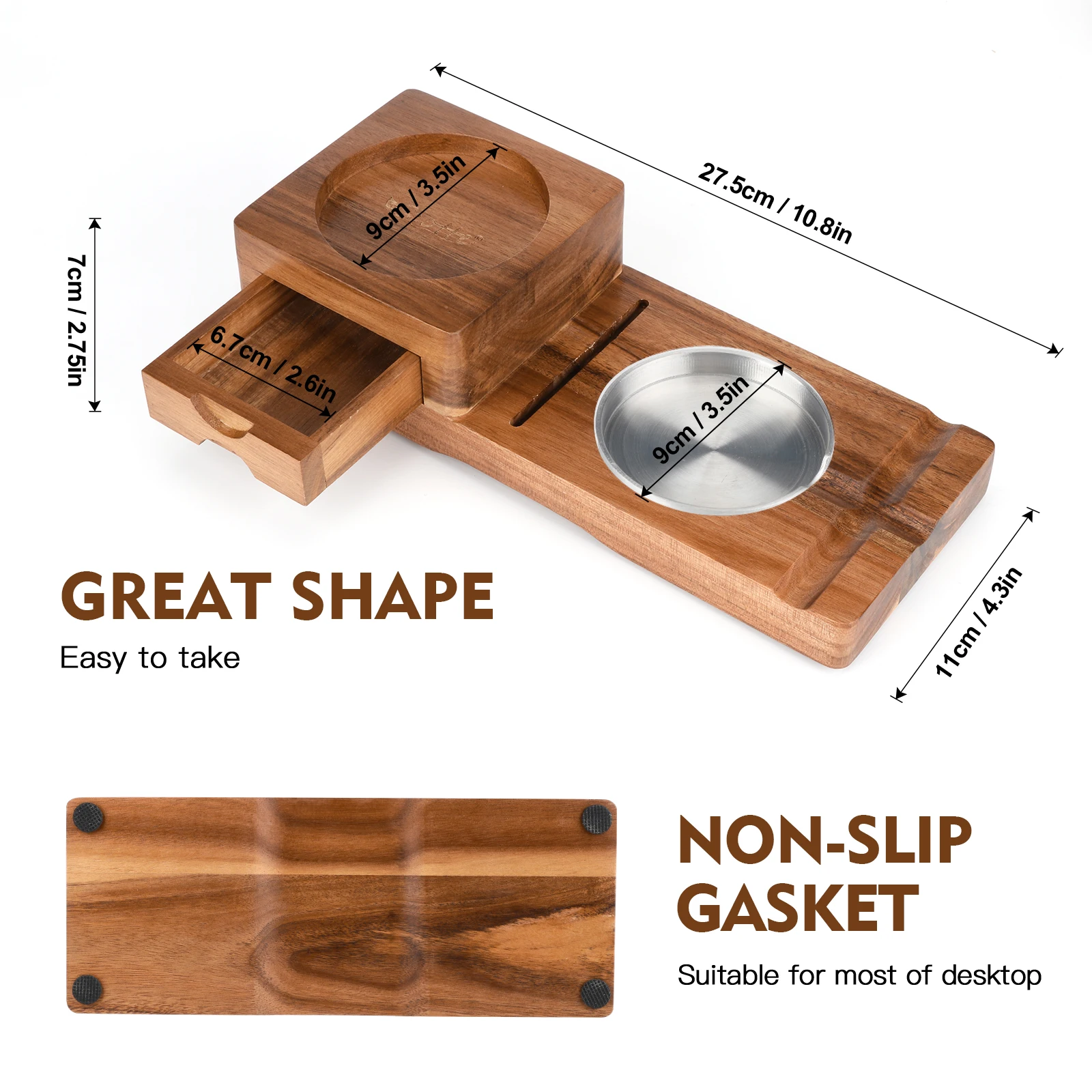 Scotte Cigar Ashtray for Men Whiskey Glass Tray Wooden Ash Tray Cigar Cutter Include Drawer Slot Accessories