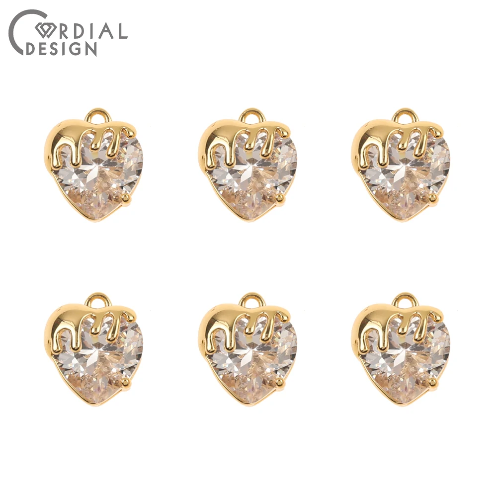 Cordial Design 20Pcs 11*12MM Jewelry Accessories/Hand Made/Heart Shape/CZ Charms/Pendant/Genuine Gold Plating/Jewelry Findings 11 Cordial Design 20Pcs 11*12MM Jewelry Accessories/Hand Made/Heart Shape/CZ Charms/Pendant/Genuine Gold Plating/Jewelry Findings - cordial